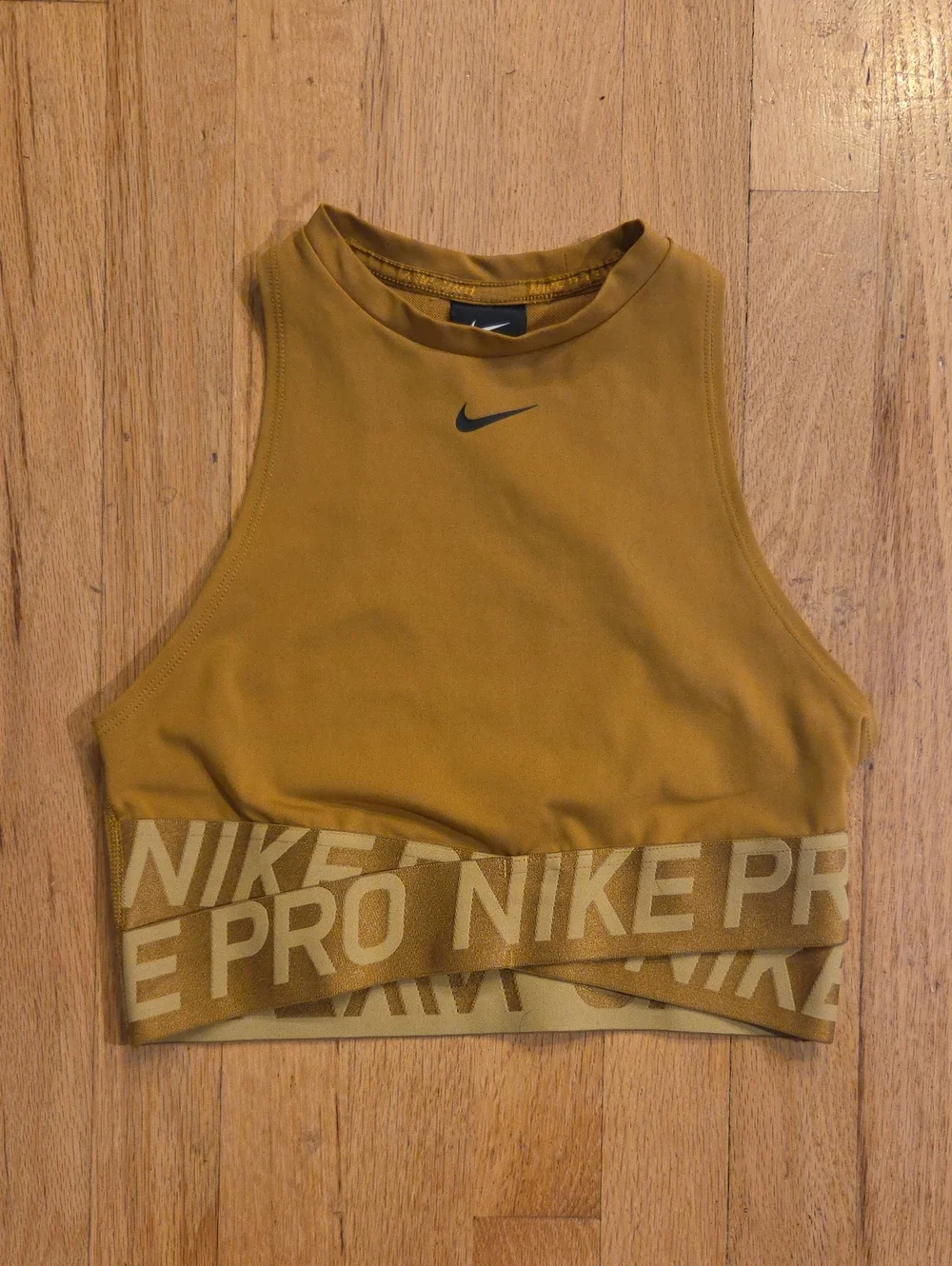 Nike Pro Cropped Sports Tank — Mustard Yellow